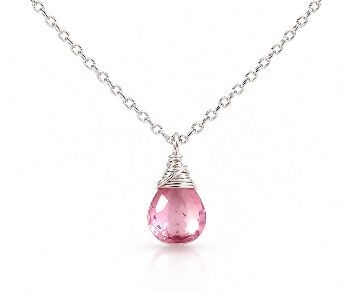 October Birthstone Necklace - Sterling Silver