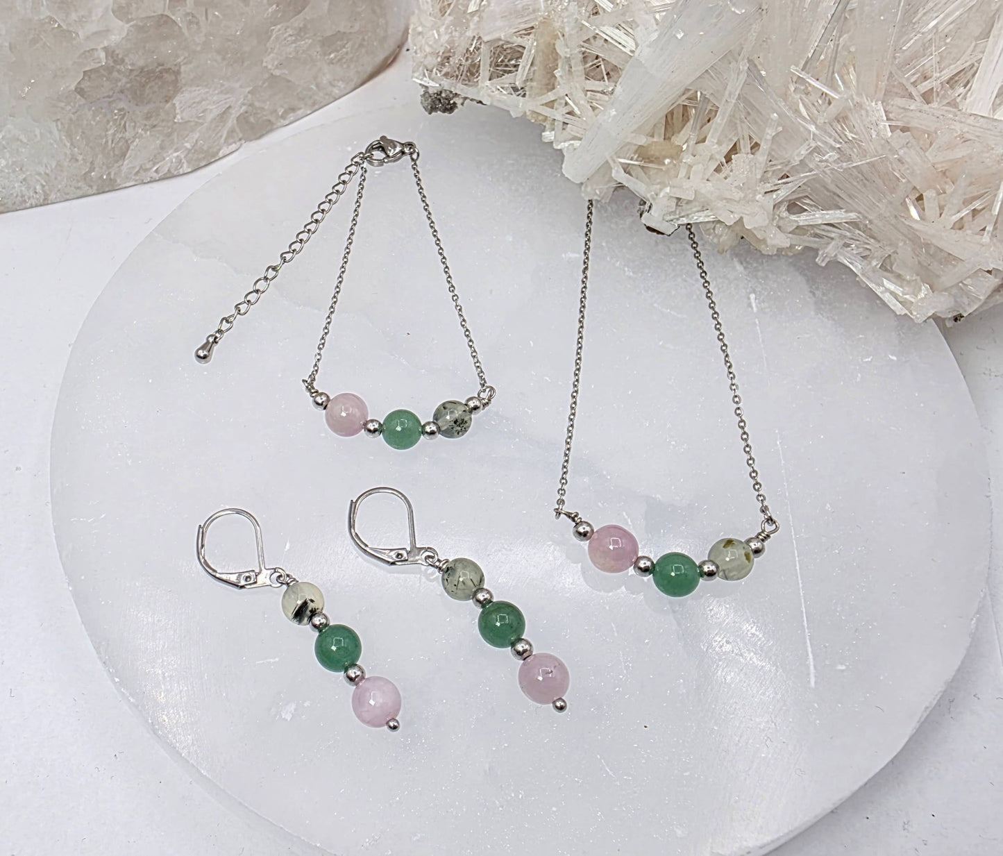 LEAD WITH LOVE-Kunzite, Green Aventurine, Prehnite Jewelry Set