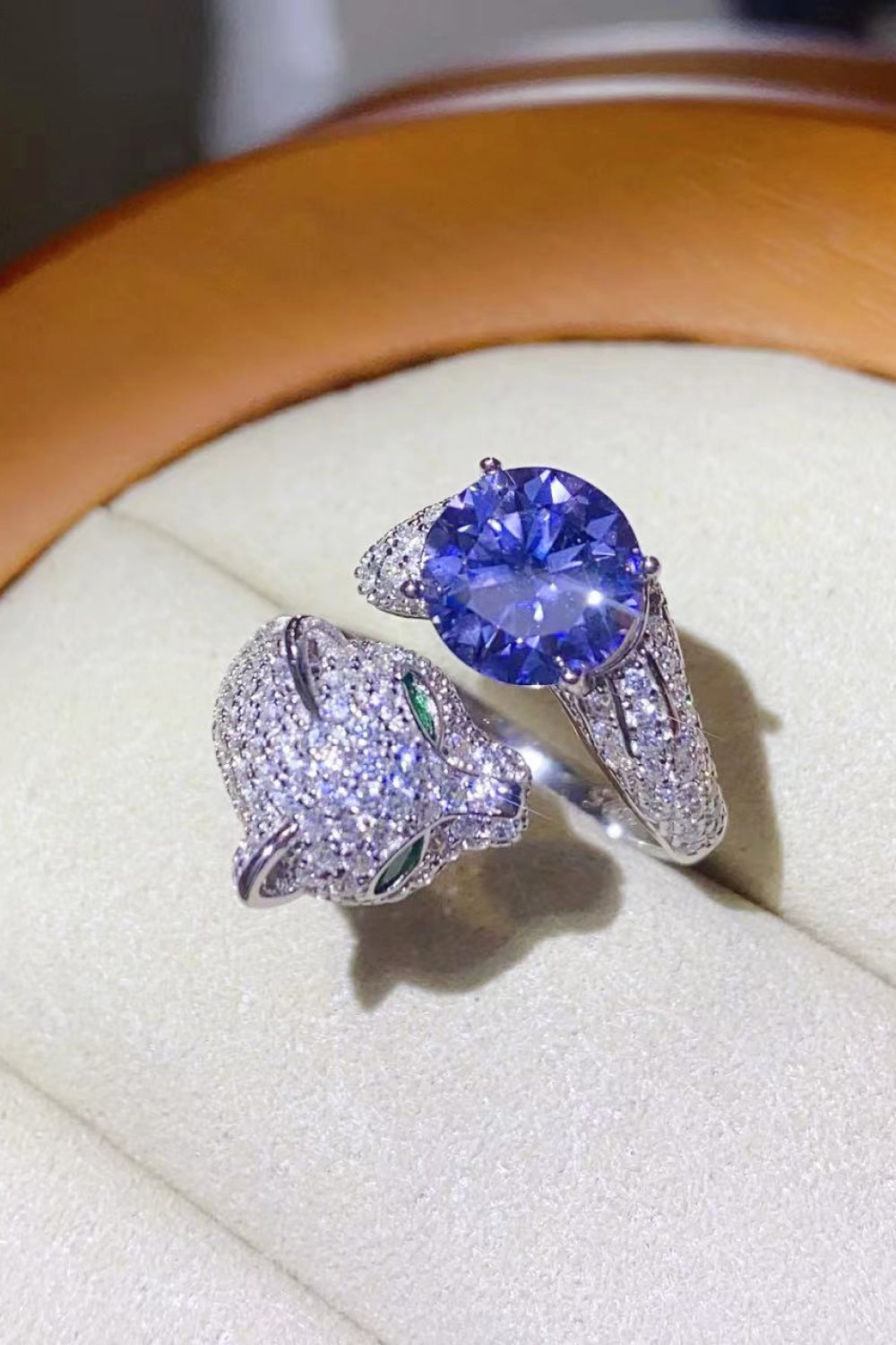 2 Carat Blue Sparkala™ Adjustable Animal Bypass Ring (Platinum Over Pure Sterling Silver)