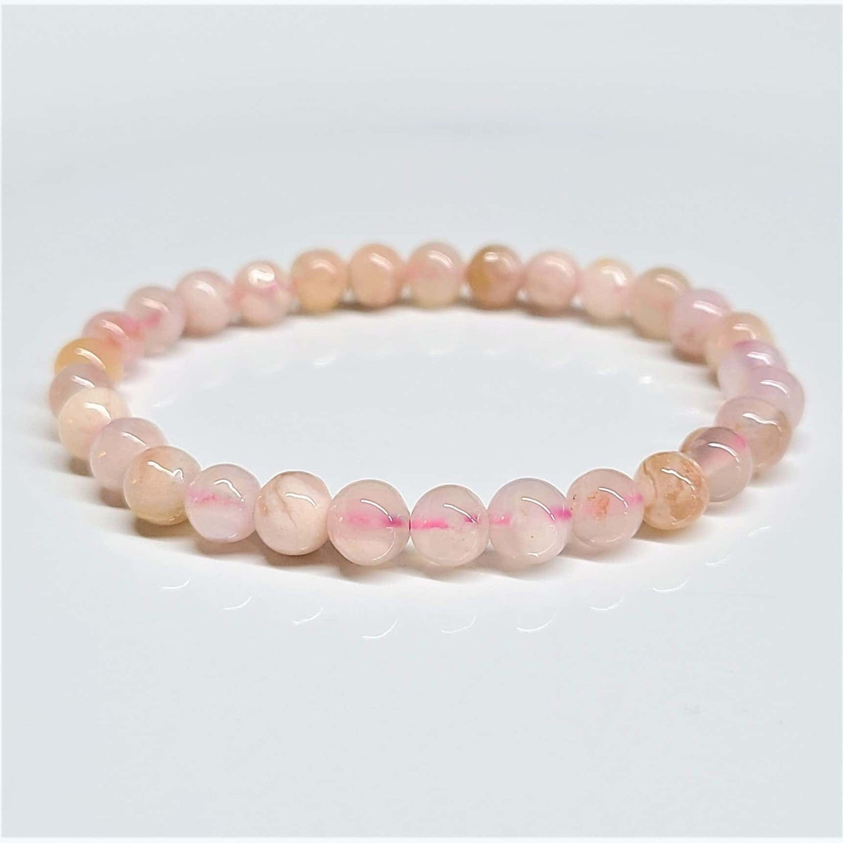 Flower Agate Round Bead Bracelet - Stone of the Divine Feminine