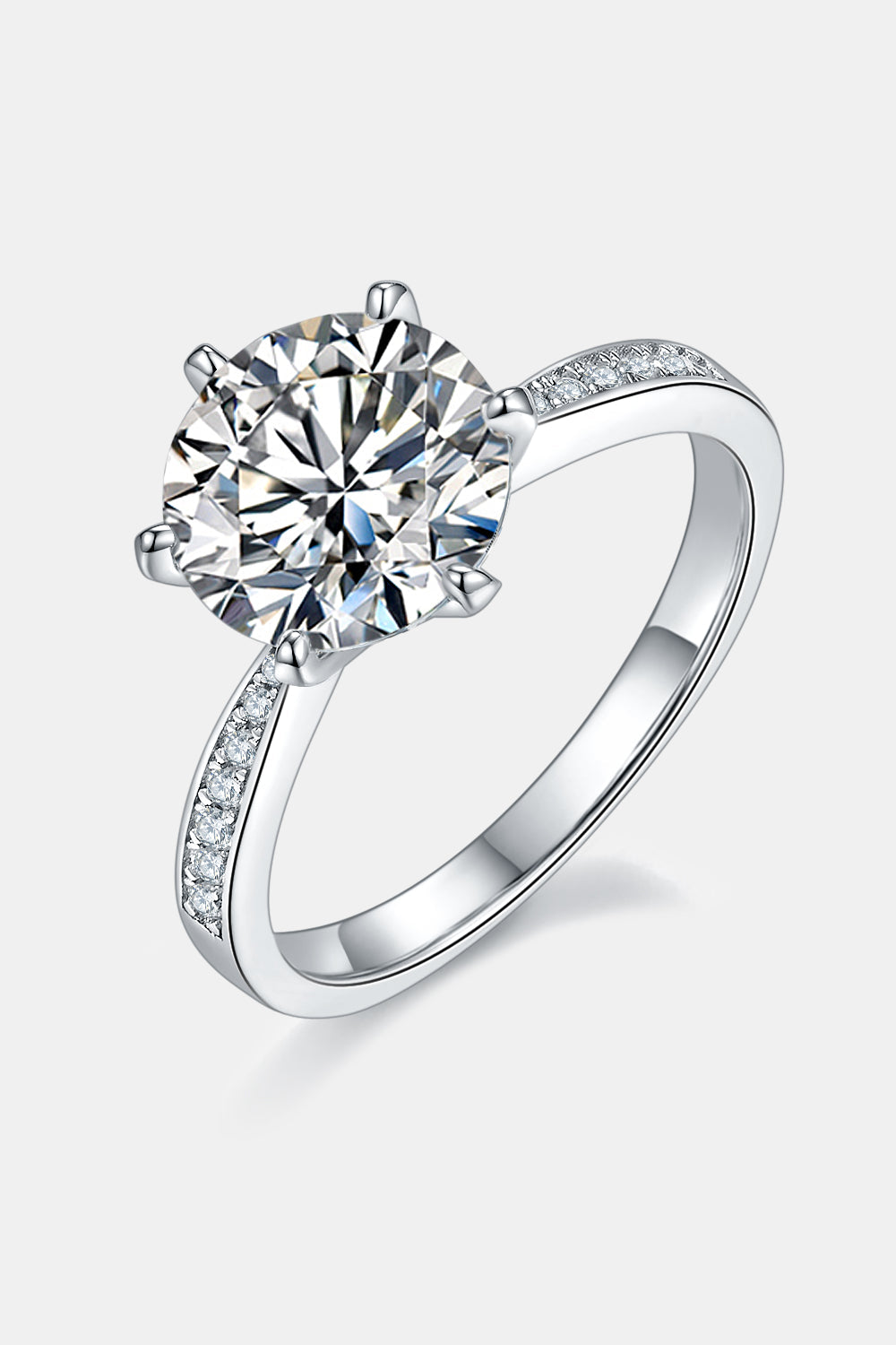 3 Carat Brilliant Round Cut Sparkala™ Side Stone Ring (Platinum Over Pure Sterling Silver)