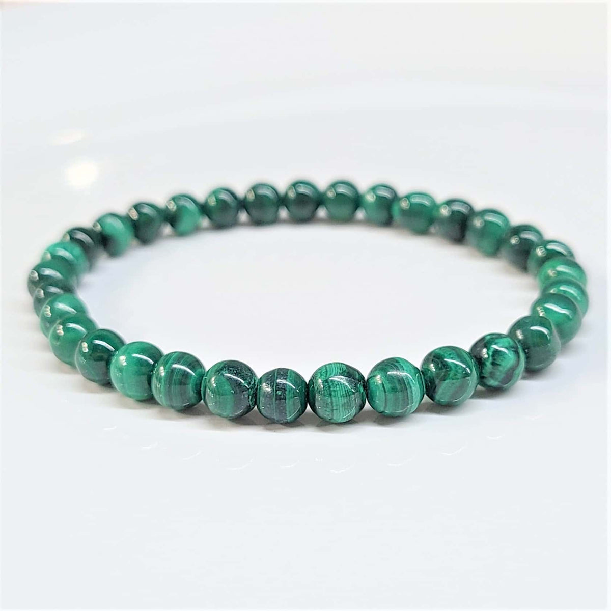 Malachite Round Bead Bracelet - Stone of Transformation & Fidelity