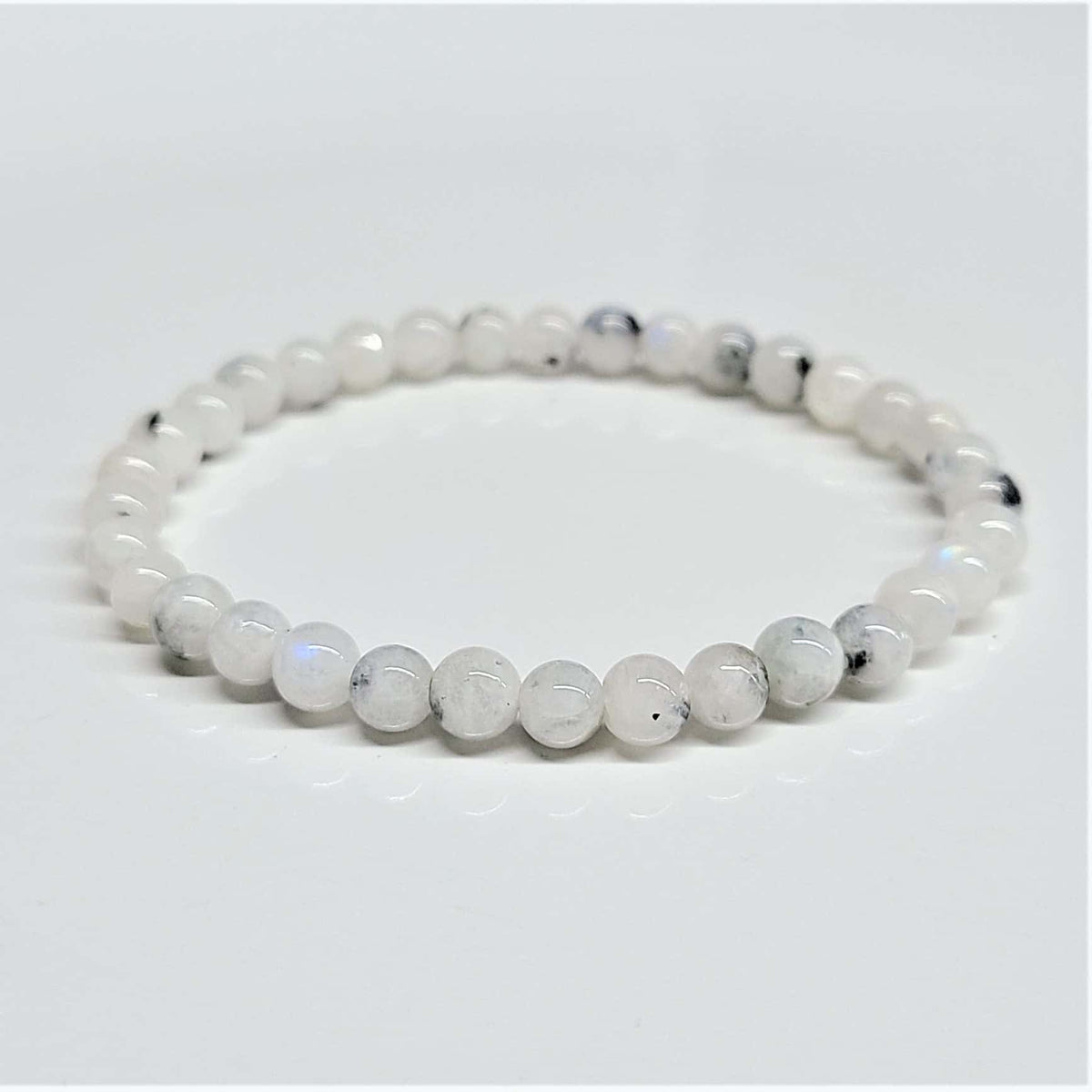 Rainbow Moonstone Round Bead Bracelet - The Goddess Stone