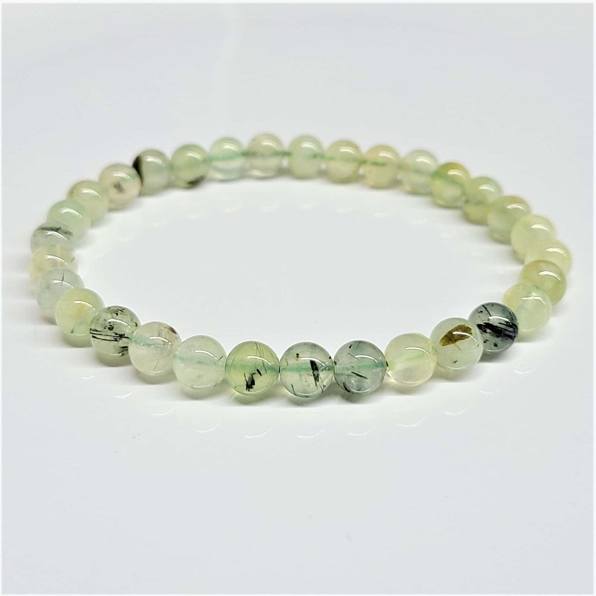 Prehnite Round Bead Bracelet