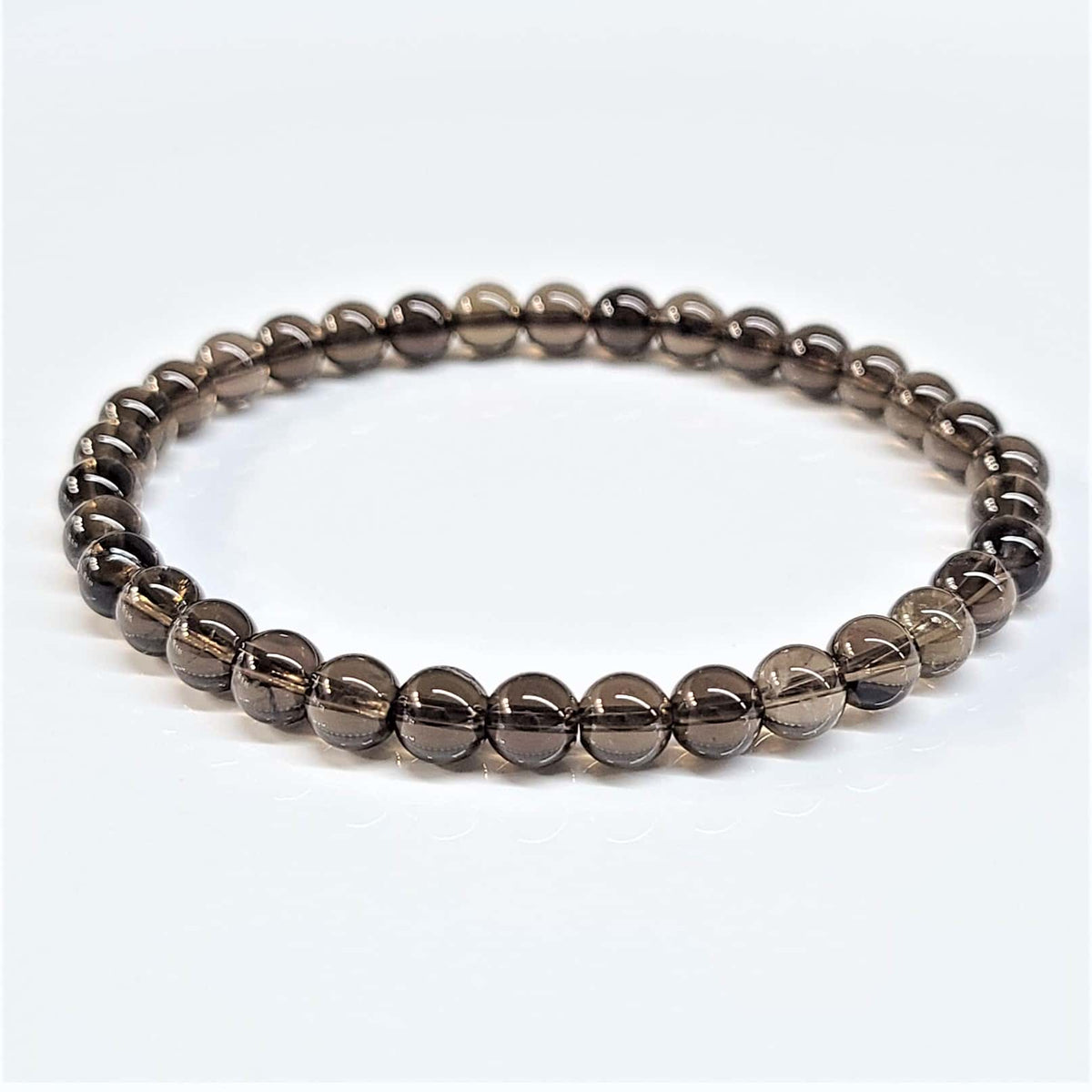 Smoky Quartz Round Bead Bracelet - Stone of Strength & Stability