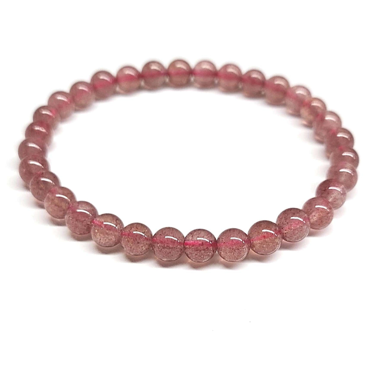Strawberry Quartz Round Bead Bracelet - Stone of Love & Joyful Blessings