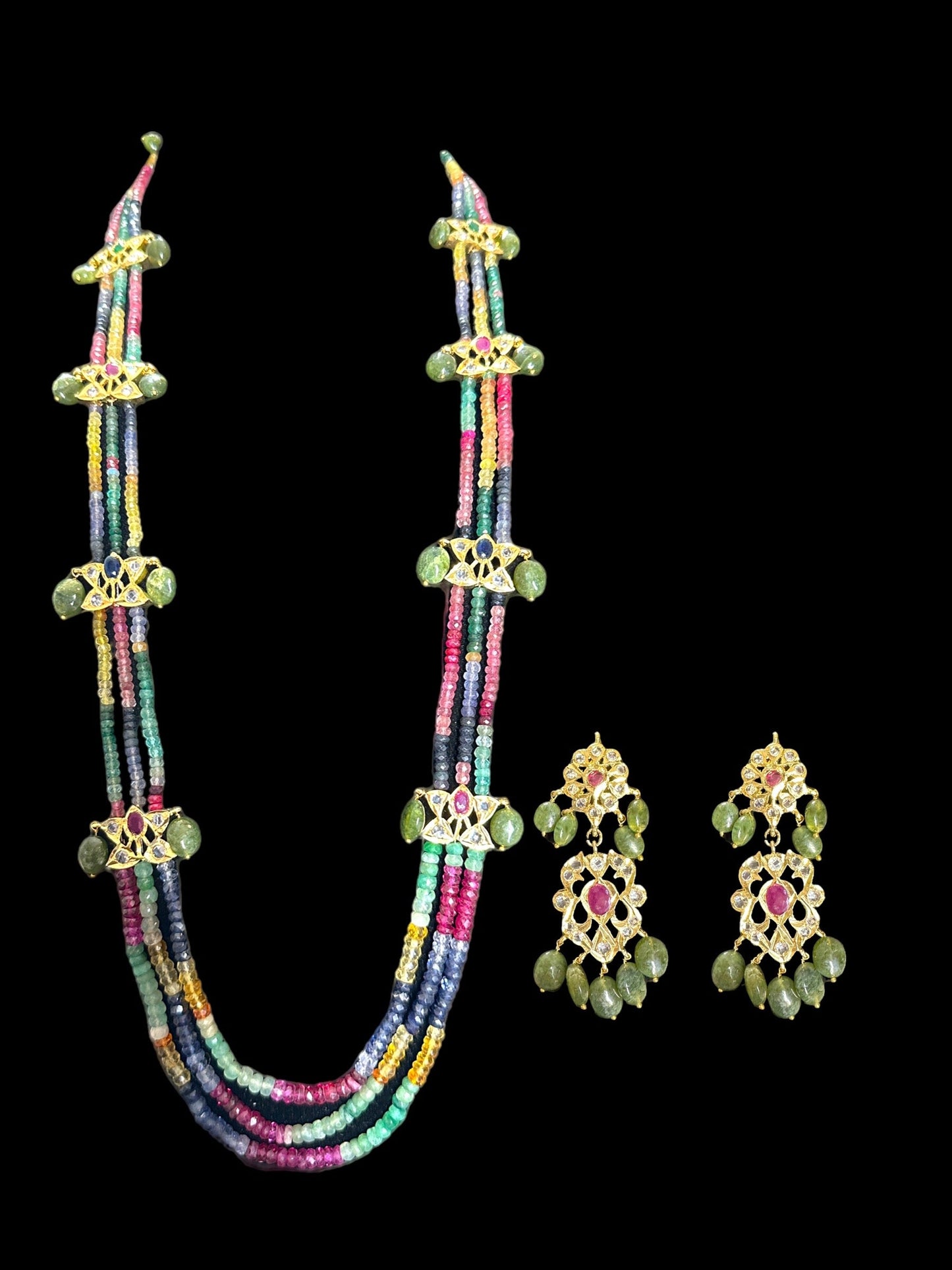 DLN56 Raina multi rainbow real beads  necklace with earrings (READY TO SHIP )