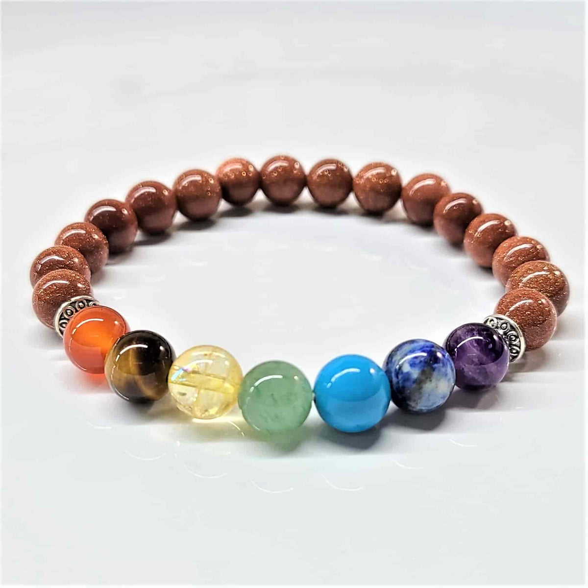 Goldstone Chakra Round Bead Bracelet 8mm - Stone of Earthly Spirit Connection