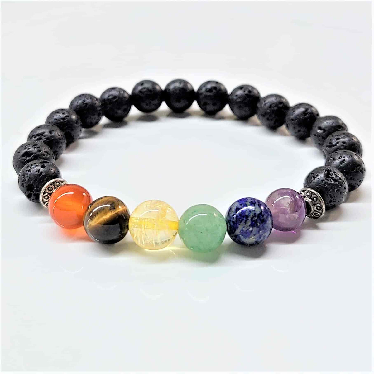 Lava Stone Chakra Round Bead Bracelet 8mm - The Phoenix Stone