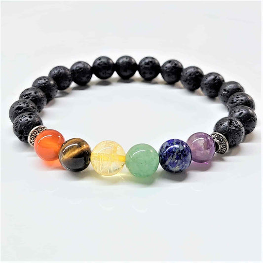 Lava Stone Chakra Round Bead Bracelet 8mm - The Phoenix Stone