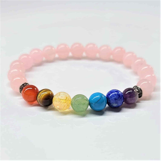 Rose Quartz Chakra Round Bead Bracelet 8mm - The Mother Stone