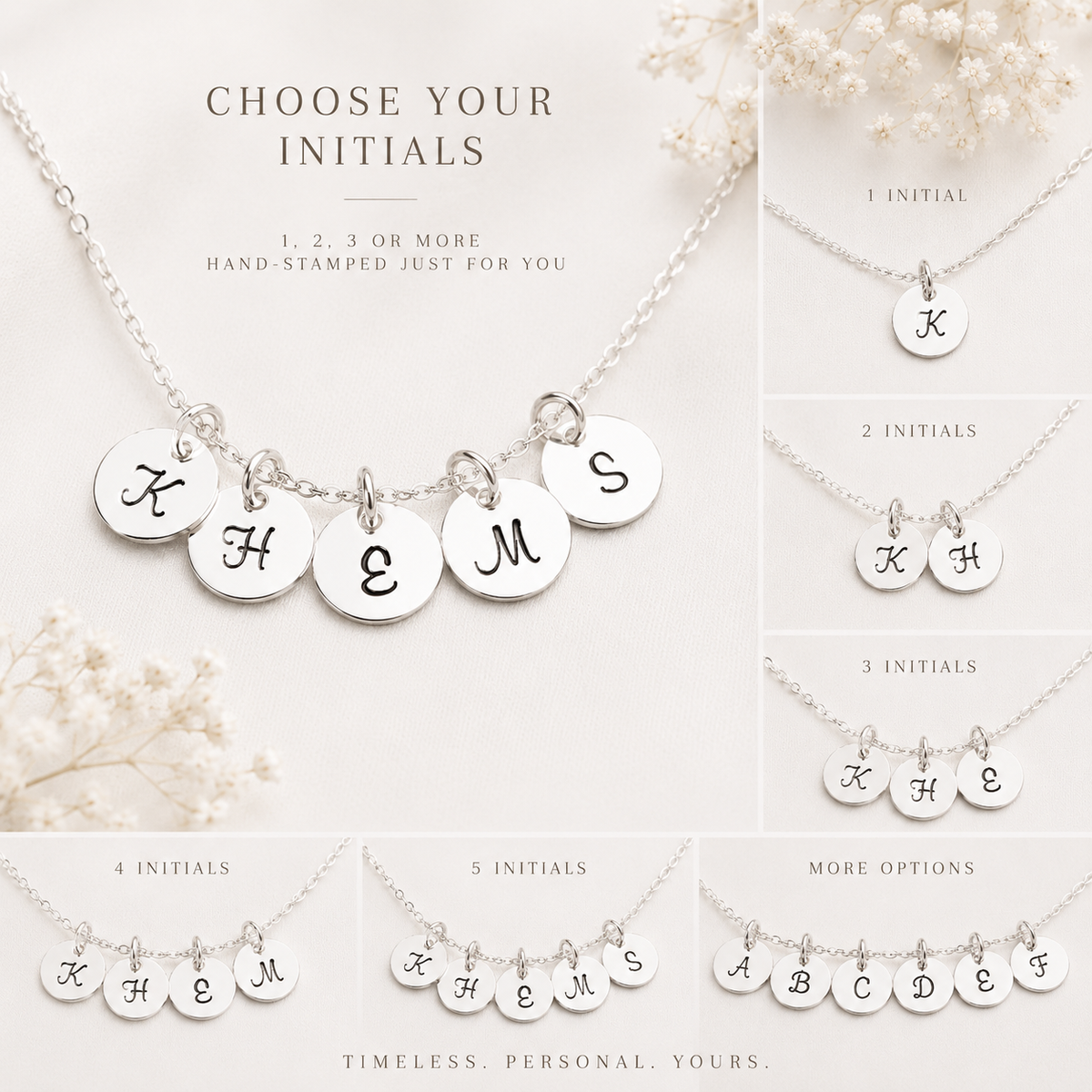 Tiny Sterling Silver Initial Necklace