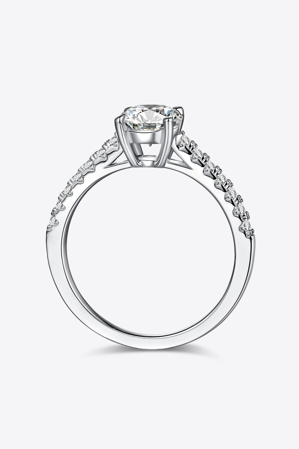 1 Carat Brilliant Round Cut Sparkala™ Platinum Over Pure Sterling Silver Side Stone Ring