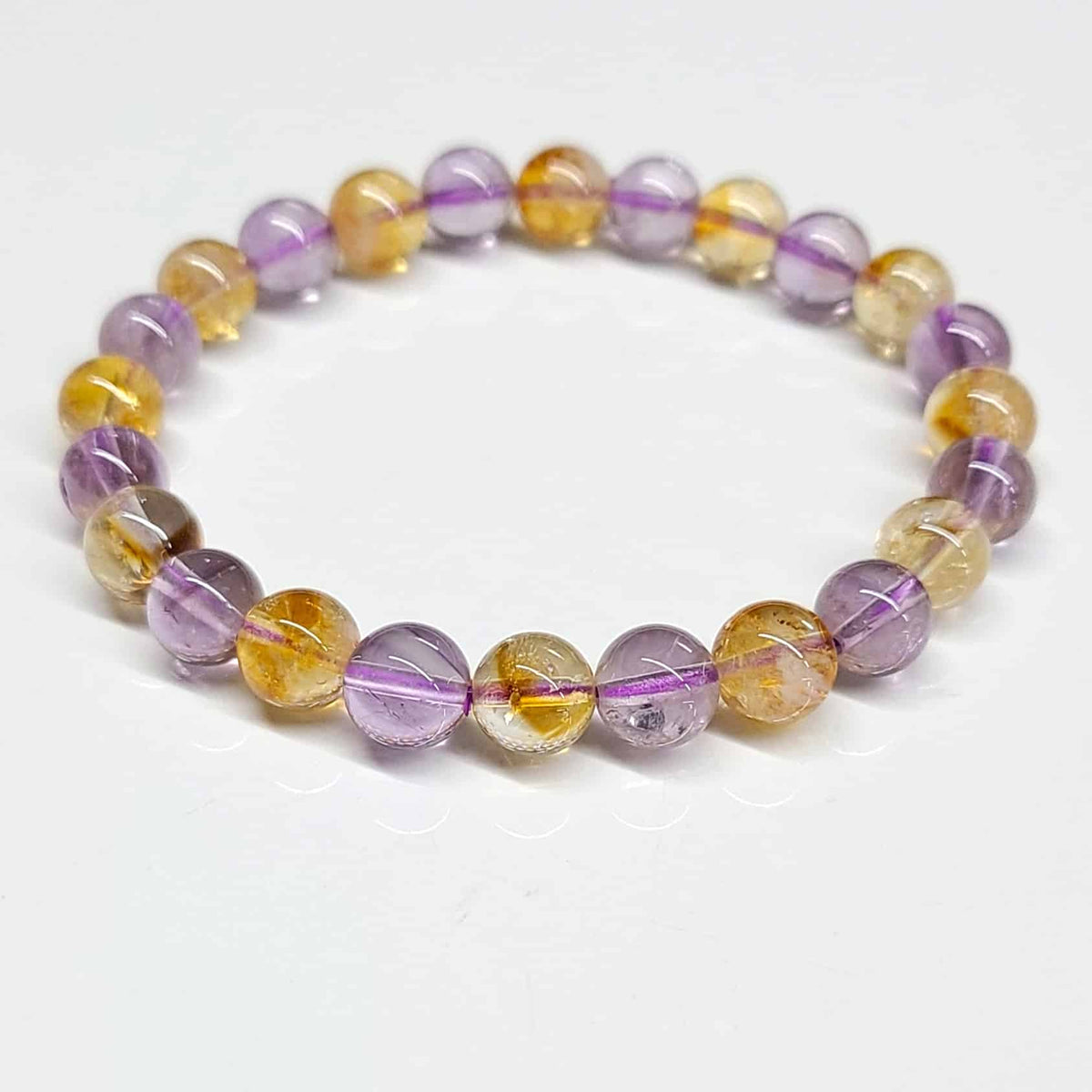 Amethyst & Citrine Round Bead Bracelet 8mm