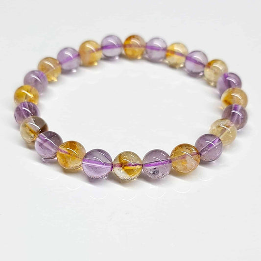 Amethyst & Citrine Round Bead Bracelet 8mm
