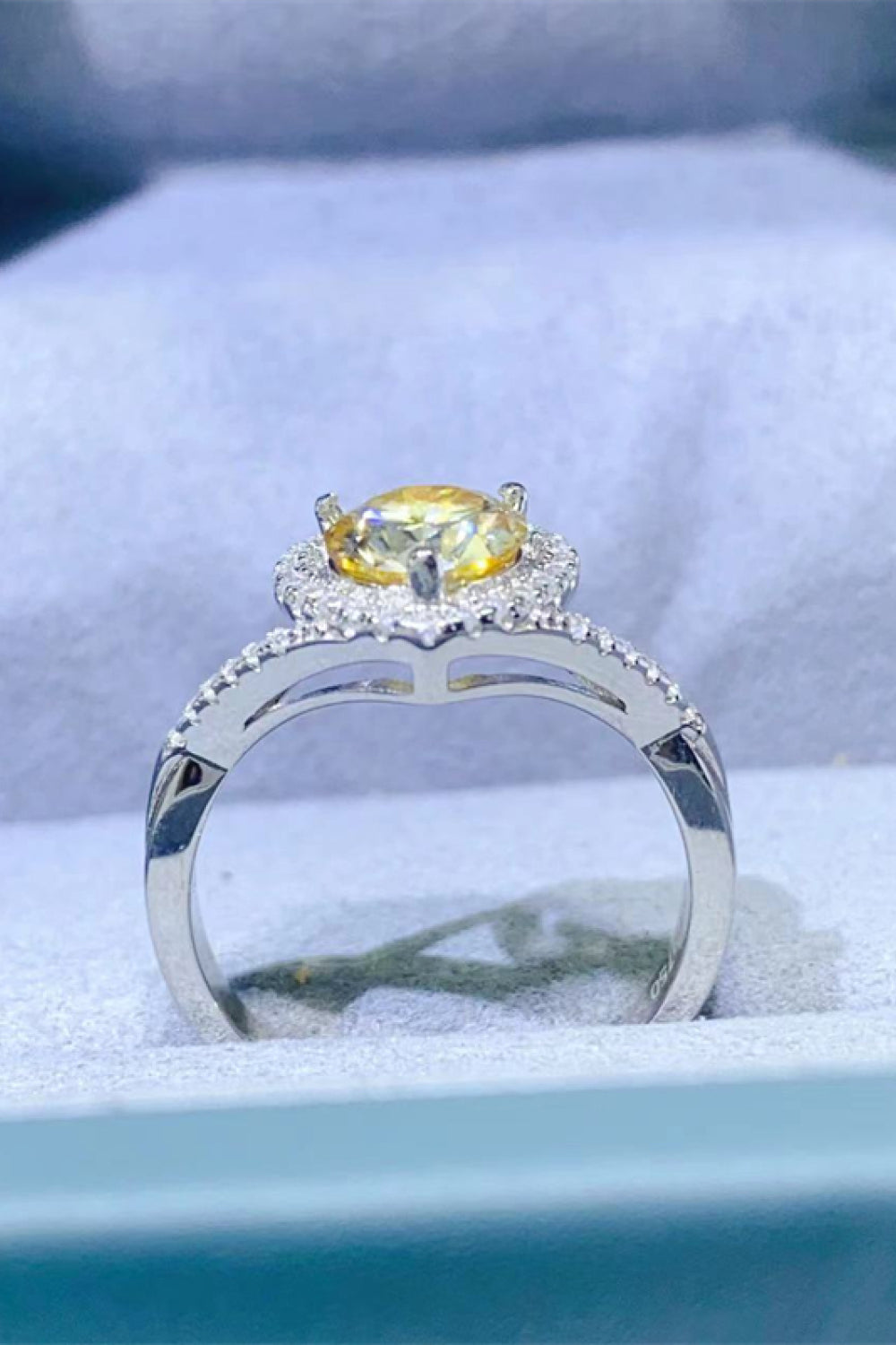 Adored 1 Carat Yellow Green Sparkala™ Platinum Over Pure Sterling Silver Heart Ring