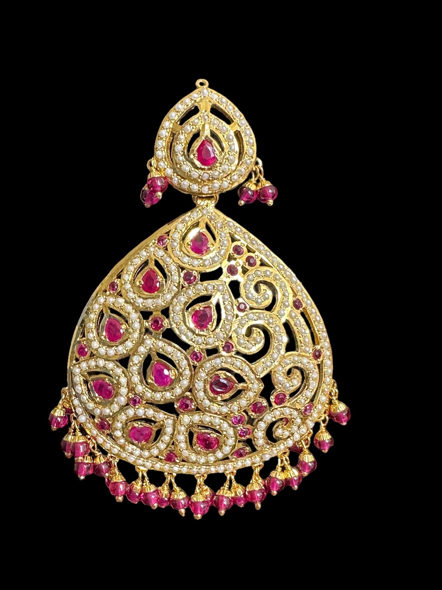 Ruby pearl gold plated silver earrings ( READY TO SHIP )