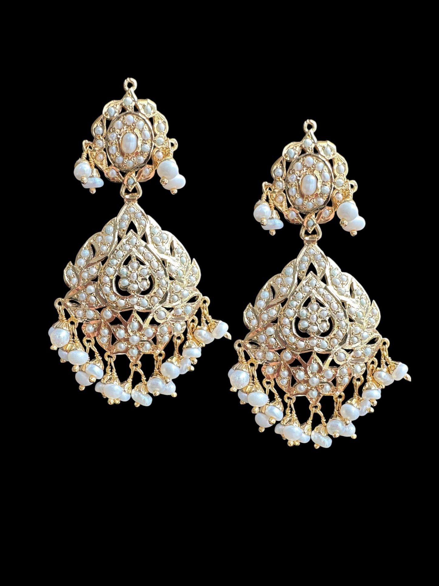 NADINE Navya gold plated earrings in silver - Fresh water pearls ( SHIPS IN 5 WEEKS )