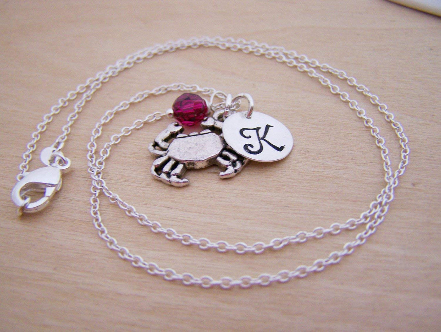 Crab Charm Necklace – Personalized Sterling Silver Jewelry