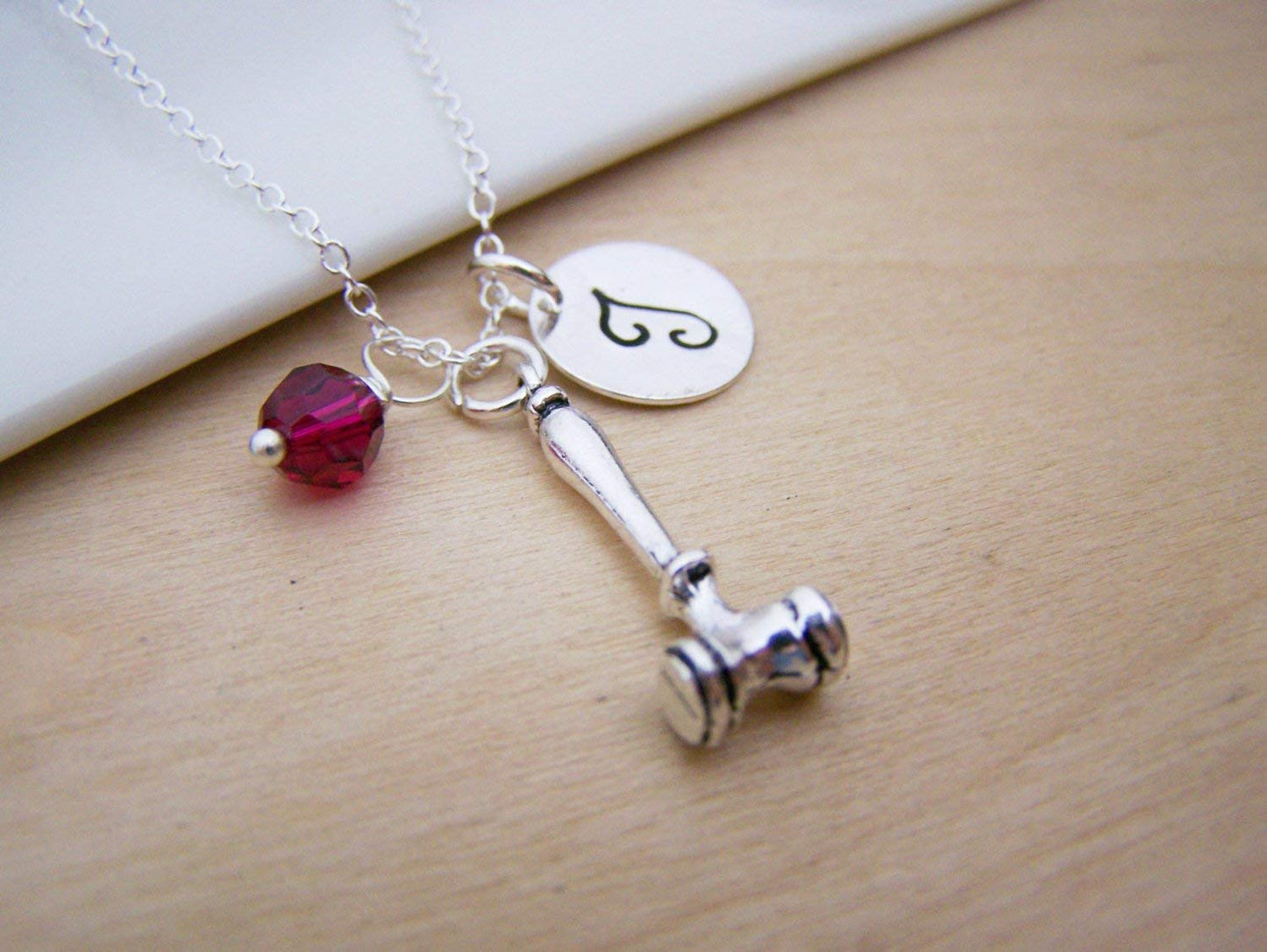 Gavel Charm Necklace – Personalized Sterling Silver Jewelry