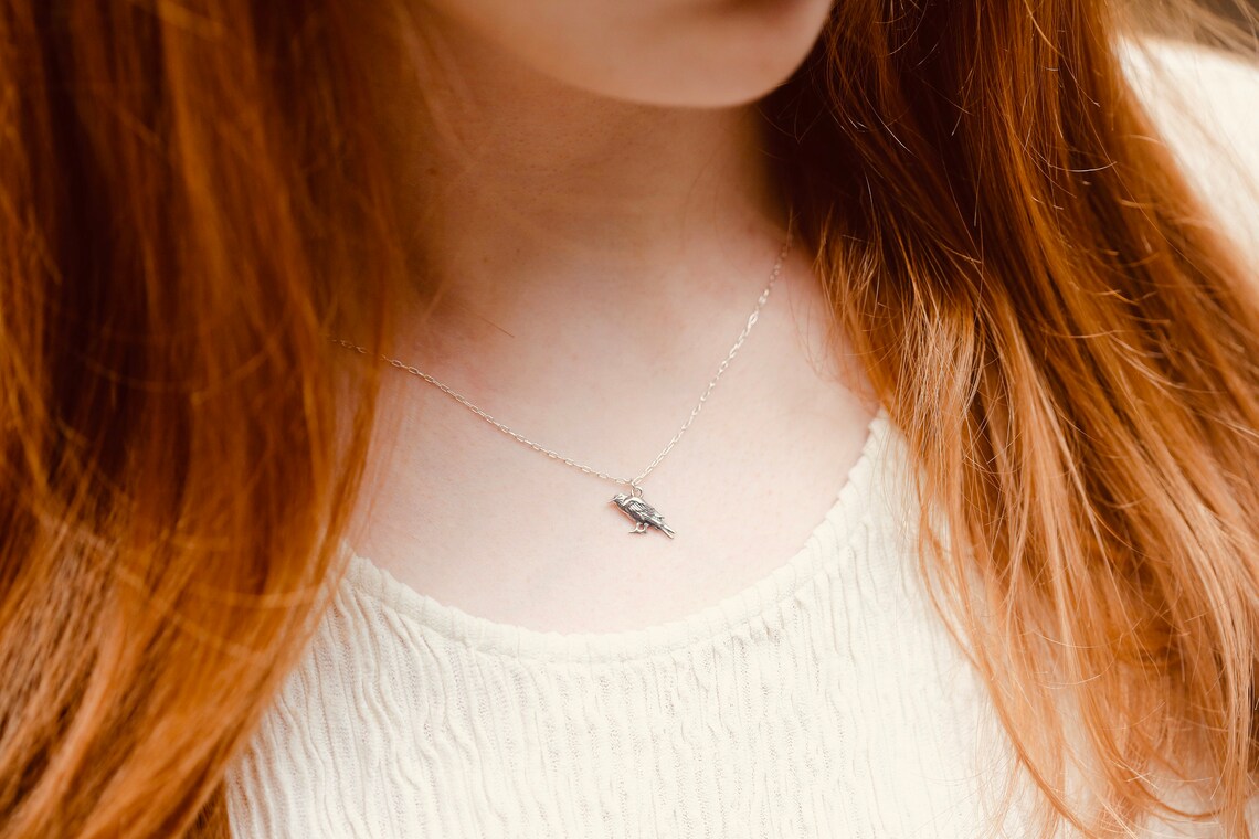 Golden Raven Necklace – 14k Gold Filled Crow Charm on 16" Chain