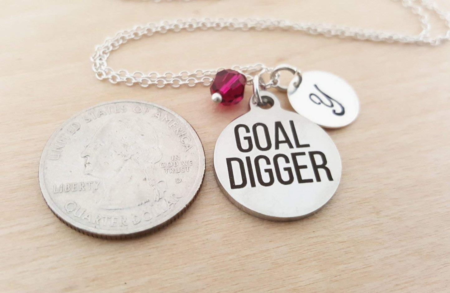 Goal Digger Charm Necklace – Personalized Sterling Silver Jewelry