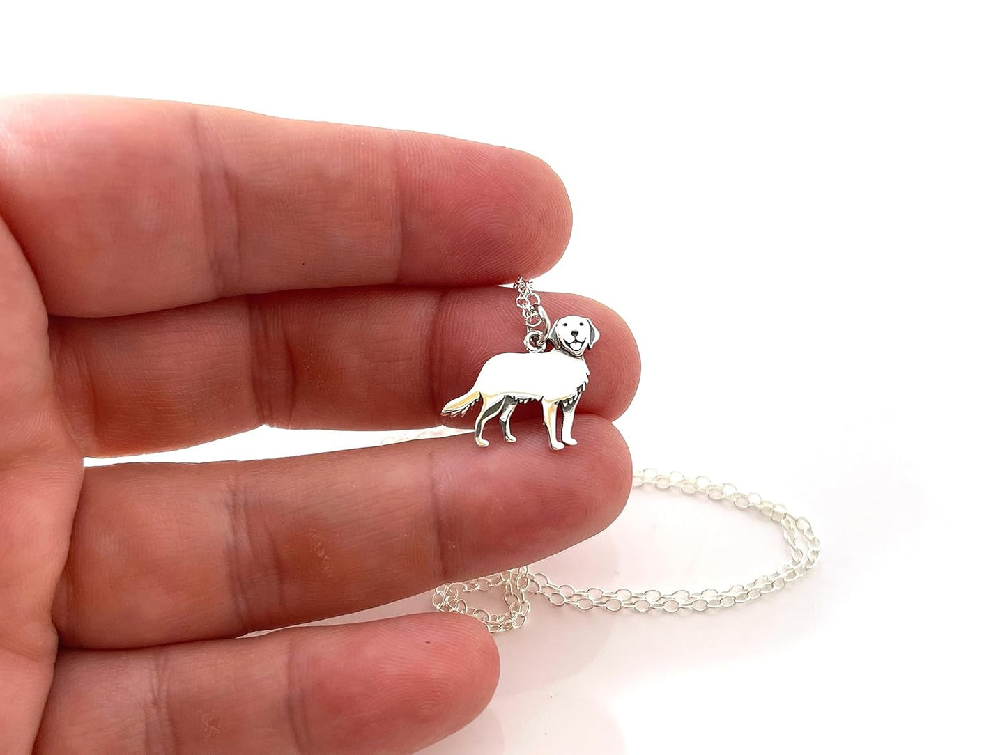 Golden Retriever Necklace – Sterling Silver, 18-Inch Chain