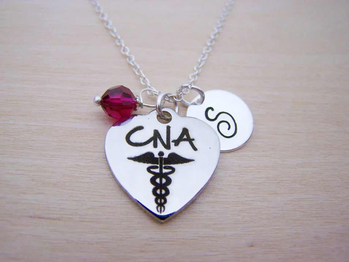 Personalized CNA Necklace – Sterling Silver Chain with Birthstone & Initial