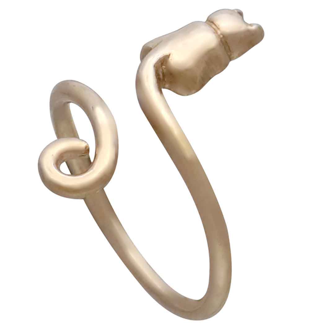 Bronze Adjustable Cat Ring – Gold Tone Kitty Wrap Ring