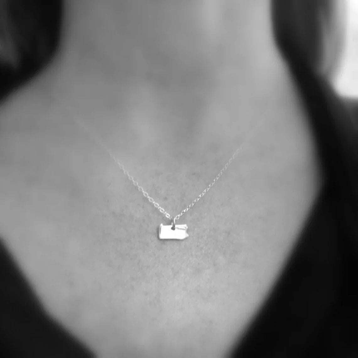 Tiny Pennsylvania State Necklace – Sterling Silver PA Charm on 16" Chain