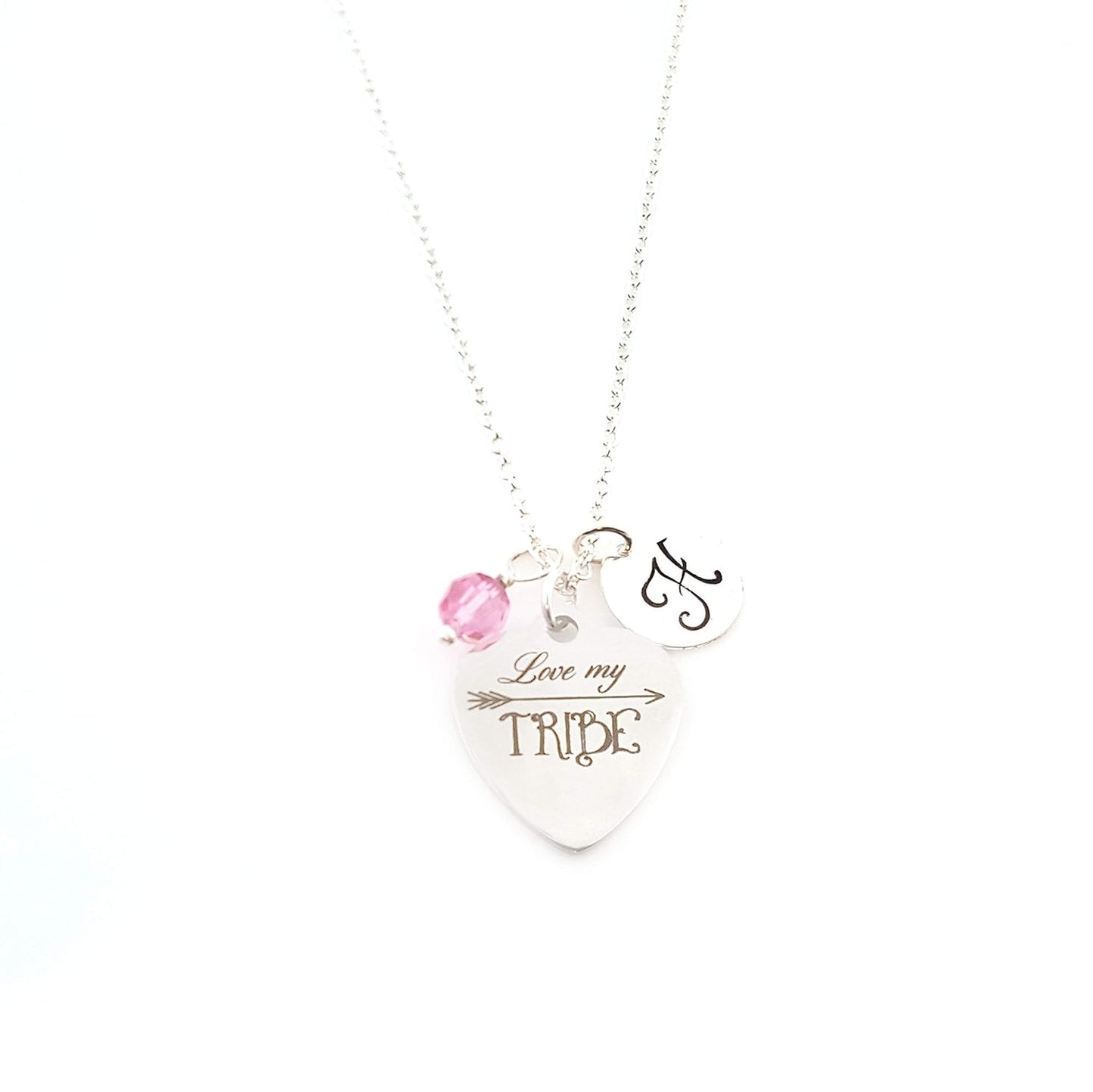 Love My Tribe Necklace – Personalized Sterling Silver Jewelry with Initial & Birthstone or Pearl