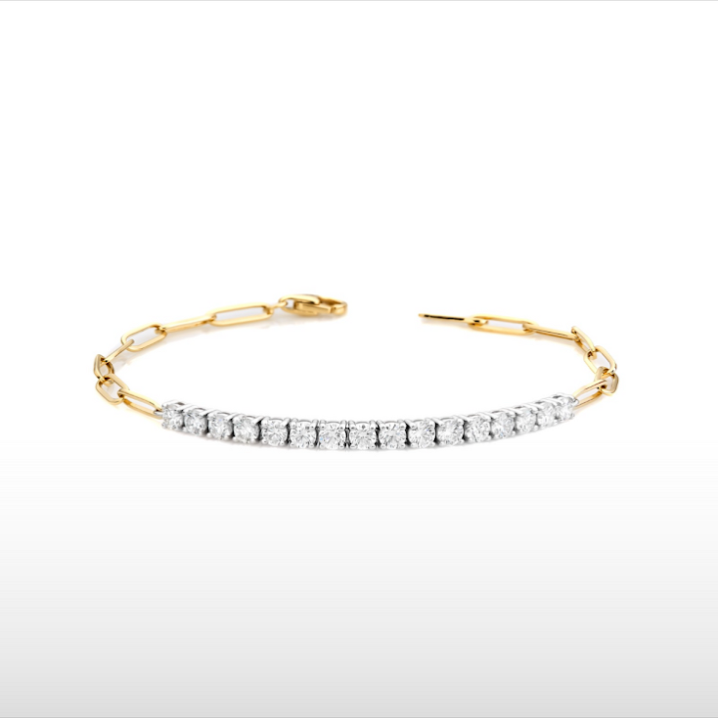 Natural Diamond Paperclip Bracelet in 14K Gold – 1.60ctw