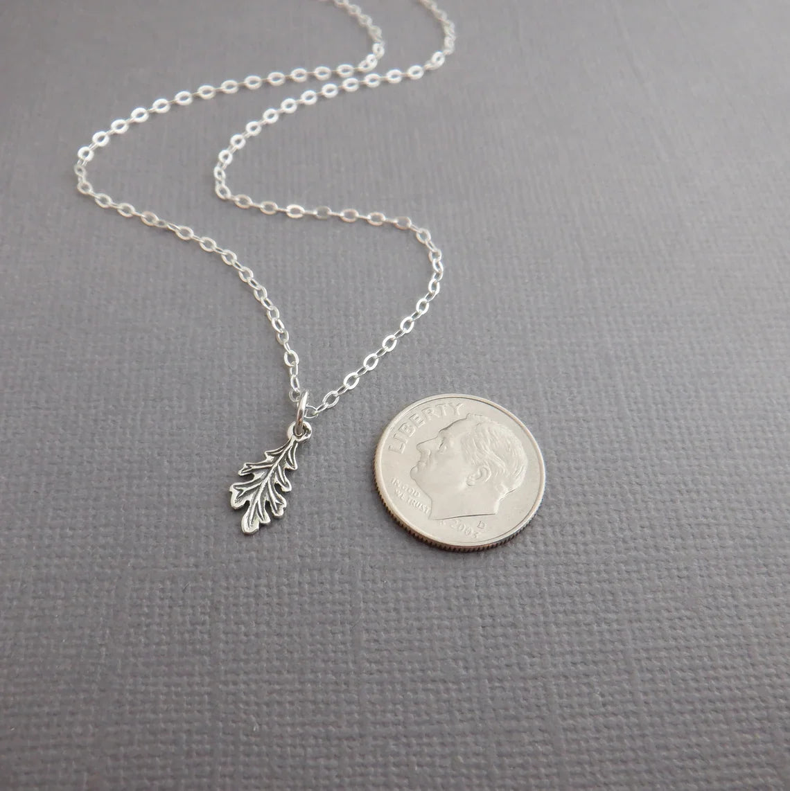 Mini Oak Leaf Necklace – Sterling Silver Nature Charm on 18" Chain