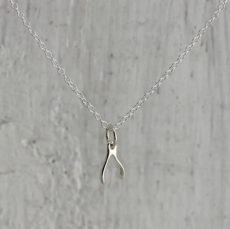 Sterling Silver Tiny Wishbone Necklace – 16" Chain