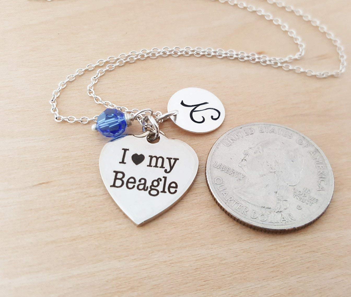 I Love My Beagle Charm Necklace – Personalized Sterling Silver Jewelry