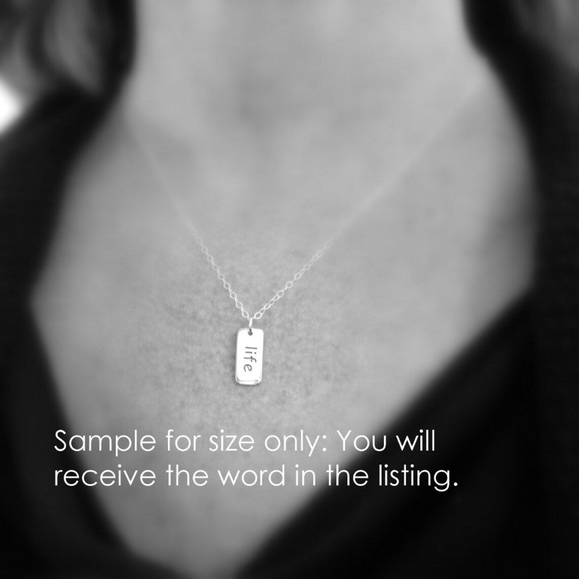 Strength Necklace – Tiny Sterling Silver Word Charm on 16" Chain