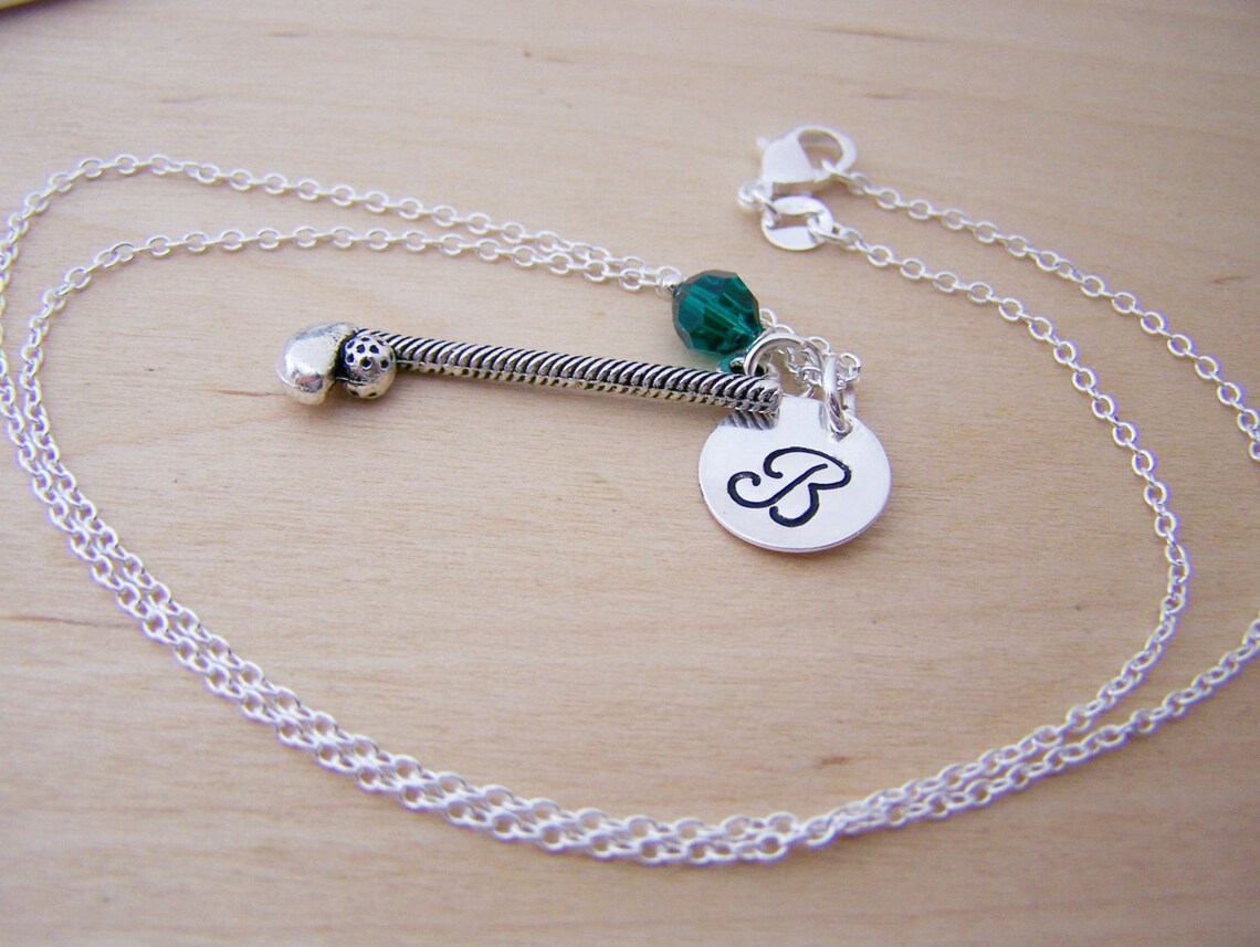 Golf Club Necklace – Sterling Silver with Birthstone & Initial Charm