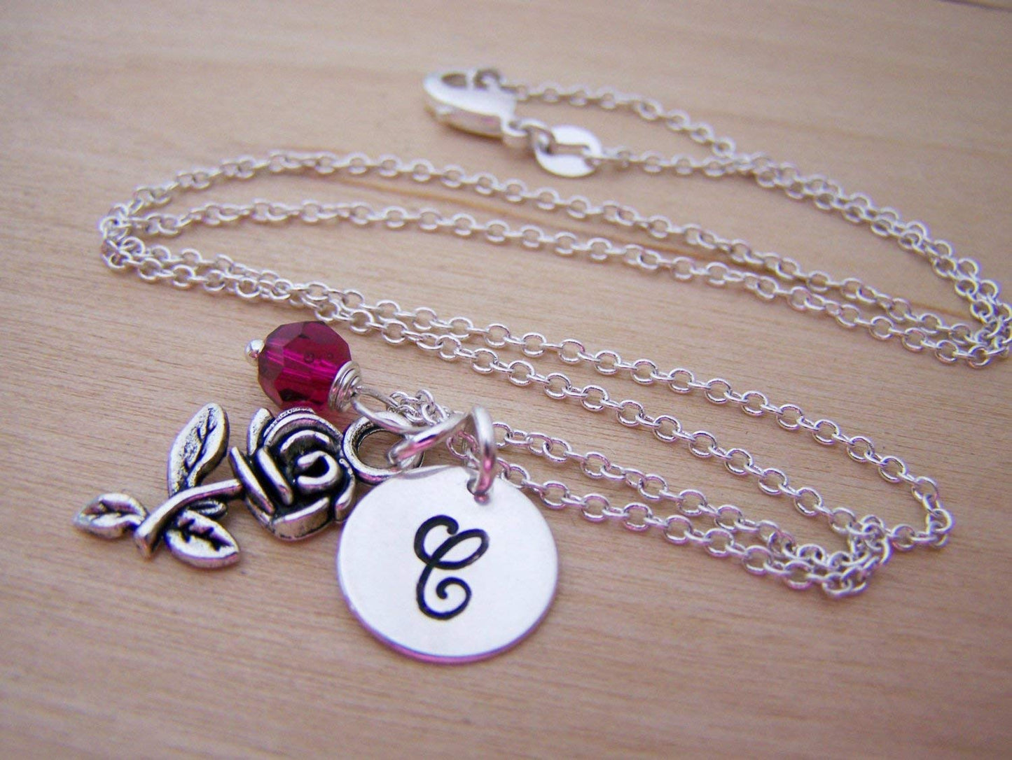Rose Charm Necklace – Personalized Sterling Silver