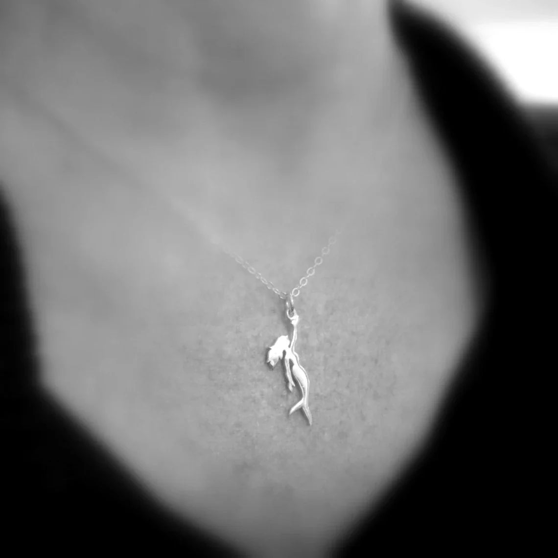 Tiny Mermaid Necklace – Sterling Silver Siren Charm on 16" Chain