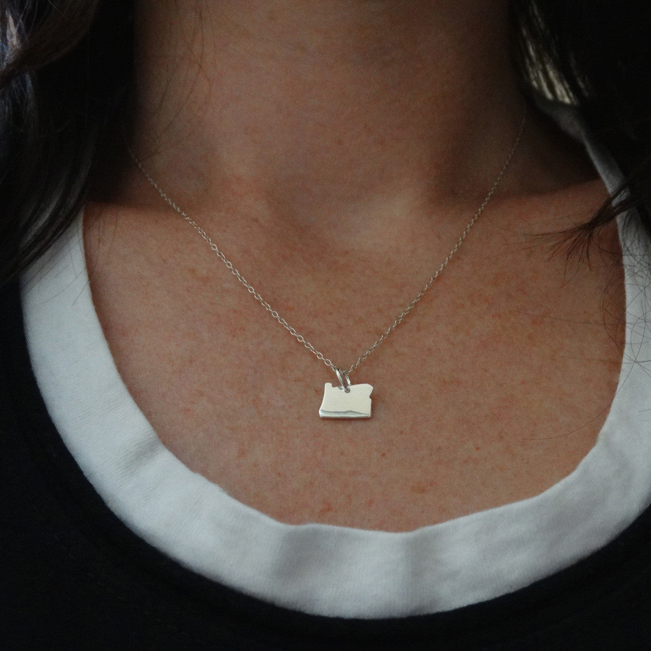 Oregon State Necklace – Sterling Silver OR Charm on 16" Chain