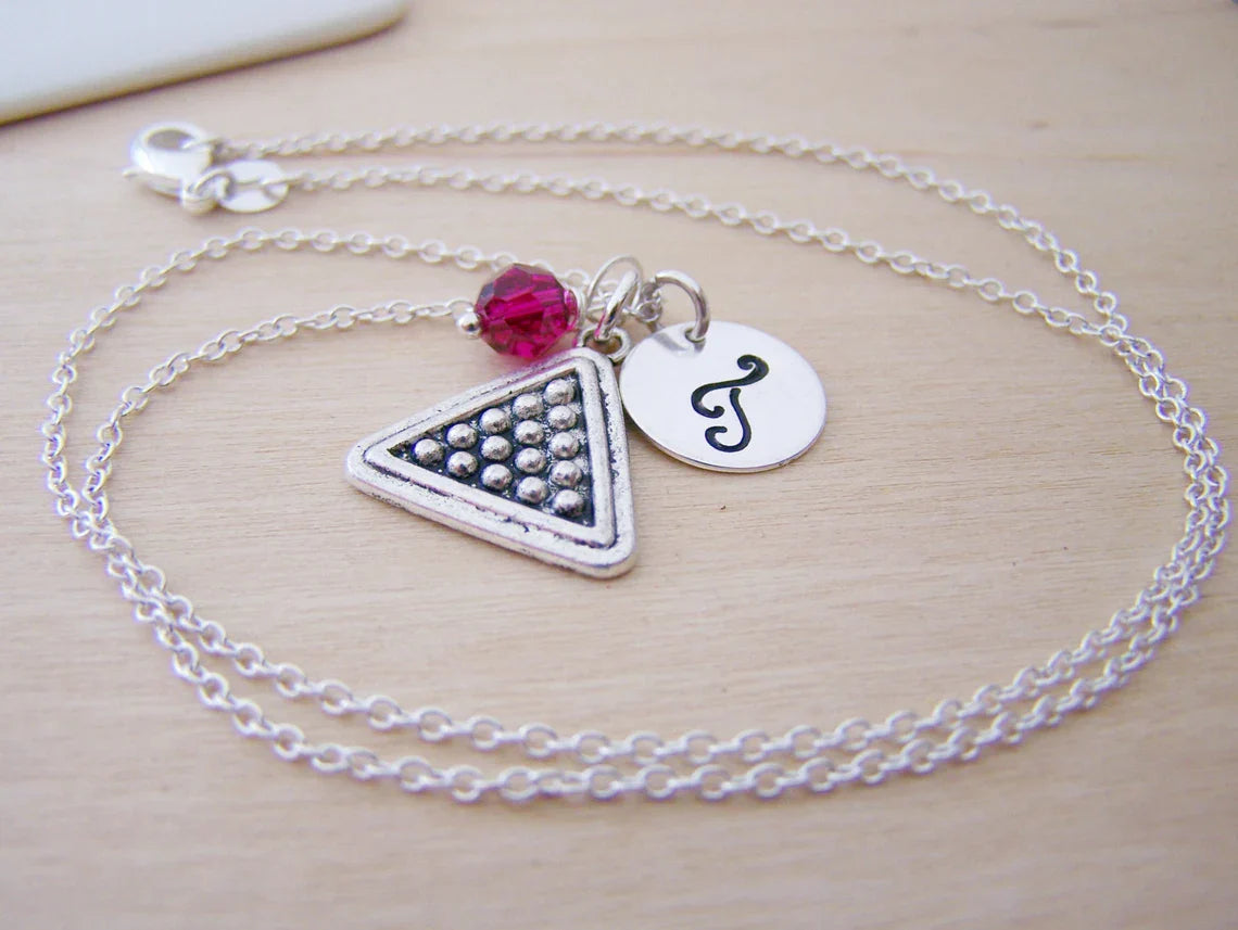 Personalized Billiards Necklace – Sterling Silver Chain, Birthstone & Initial