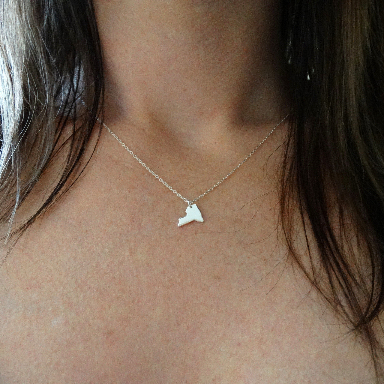 Tiny New York State Necklace – Sterling Silver NY Charm on 16" Chain