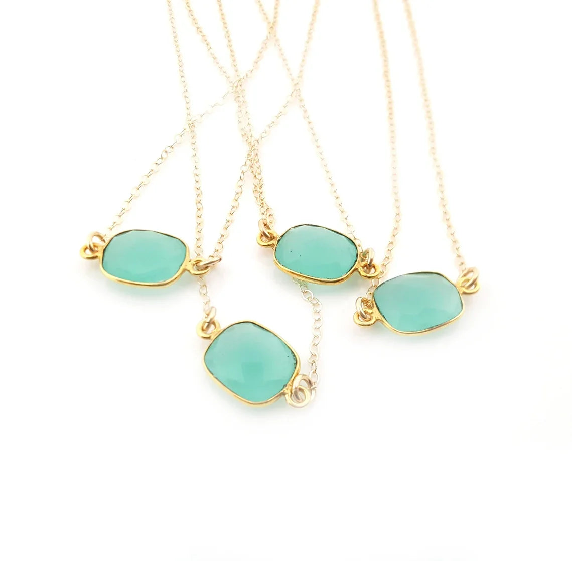 Chalcedony Gemstone Gold Necklace