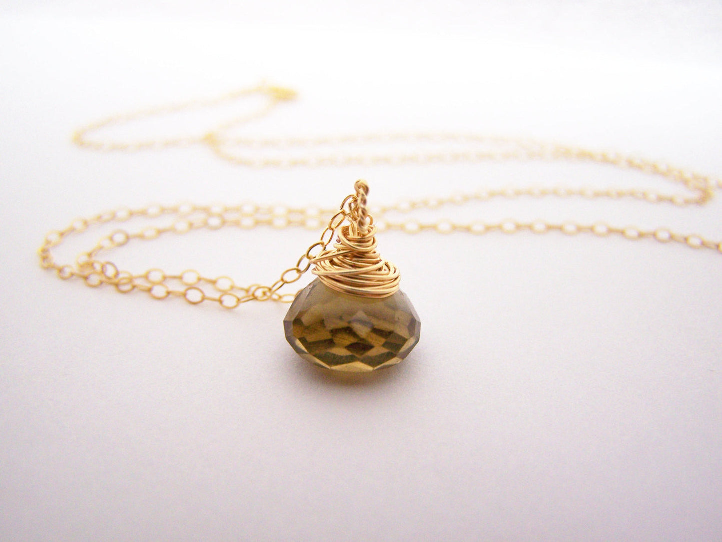 Smoky Topaz & 14k Gold Filled Necklace - As Worn by Stephanie Drapeau