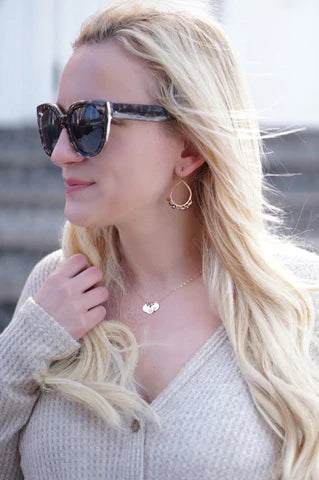 Gold initial necklace - tiny gold initial disc necklace