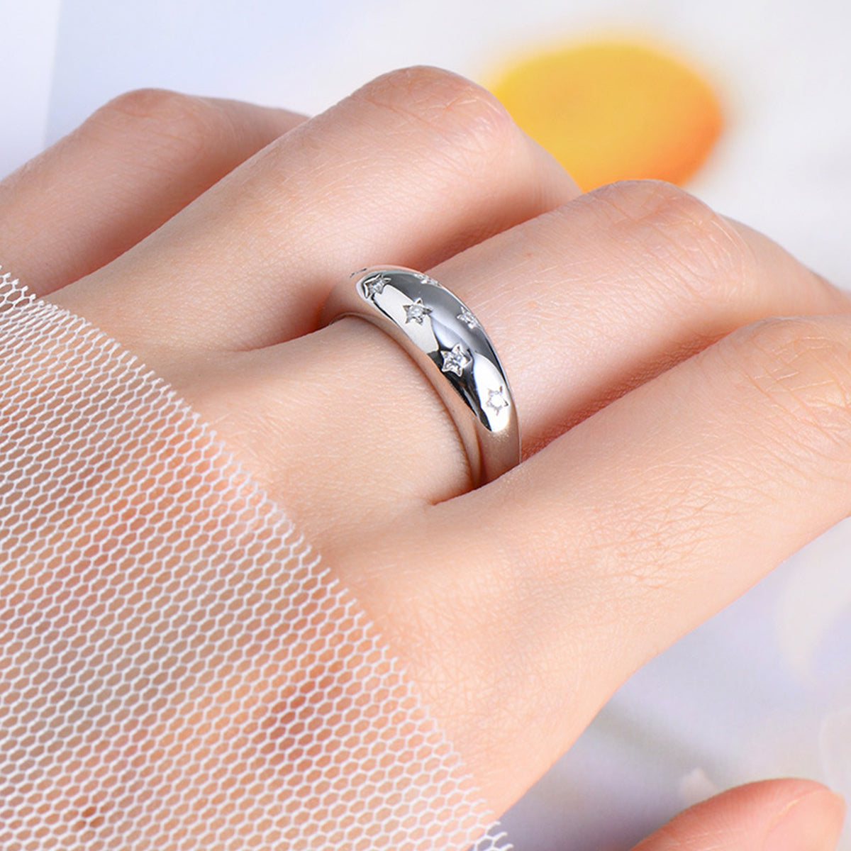 Pure Sterling Silver Inlaid Sparkala™ Star Ring
