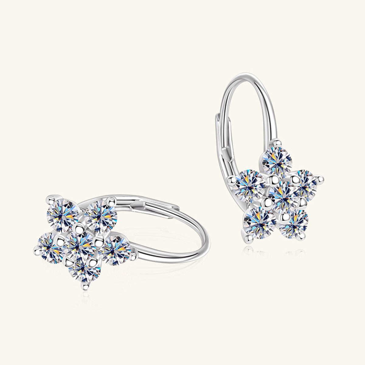 1.2 Carat Pure Sterling Silver Sparkala™ Flower Huggie Earrings
