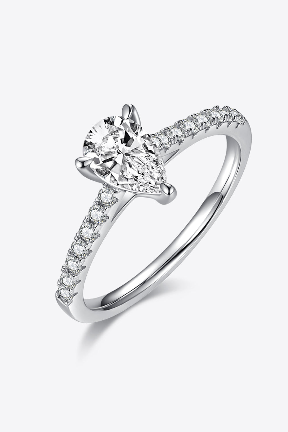 1 Carat Pear-Cut Sparkala™ Platinum Over Pure Sterling Silver Side Stone Ring