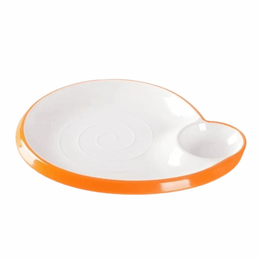 Thickened Melamine Dumpling & Sushi Plate (24cm) – Drop-Resistant Serving Tray with Sauce Compartment