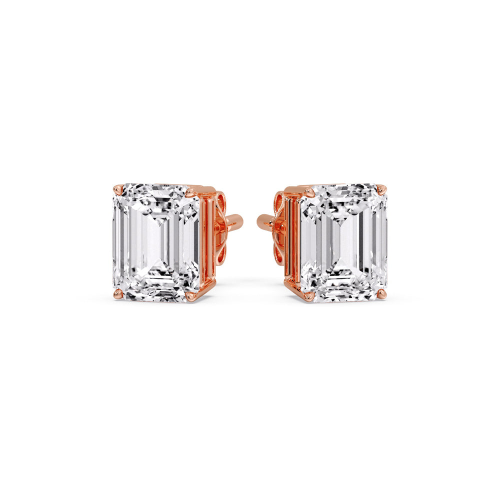 Emerald Cut Diamond Stud Earrings